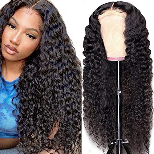 Beauhair Water Wave 5x5 HD Transparent Lace Closure Wigs for Black Women Brazilian Virgin Hair Water Wave Lace Closure Human Hair Wigs Pre Plucked with Baby Hair 5x5 HD Lace Closure Wig(28inch)