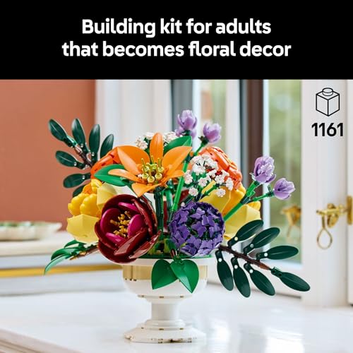 LEGO Botanicals Flower Arrangement Artificial Flowers Building Set - Decor for Table Display - Gift for Birthdays - Unique Bouquet for Adults, Ages 18+ - 10345 - Image 3