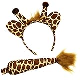 Funny Party Hats Giraffe Headband and Tail - Giraffe Costume - Animal Costume Accessory Set Brown