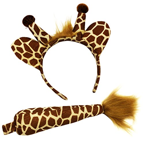Funny Party Hats Giraffe Headband and Tail - Giraffe Costume - Animal Costume Accessory Set Brown