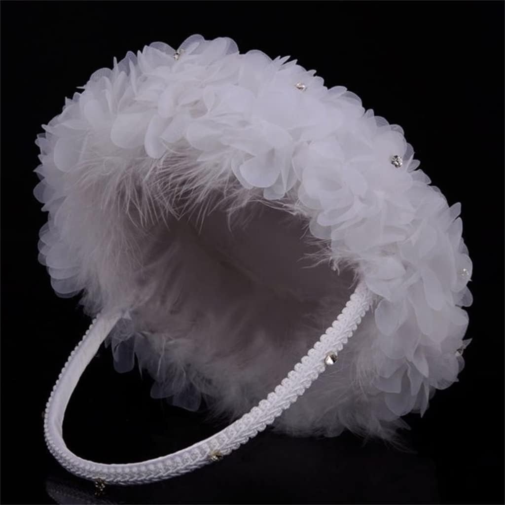 Flower Girl Baskets The Fabric Lace Decoration Cute Handle Basket White for Wedding
