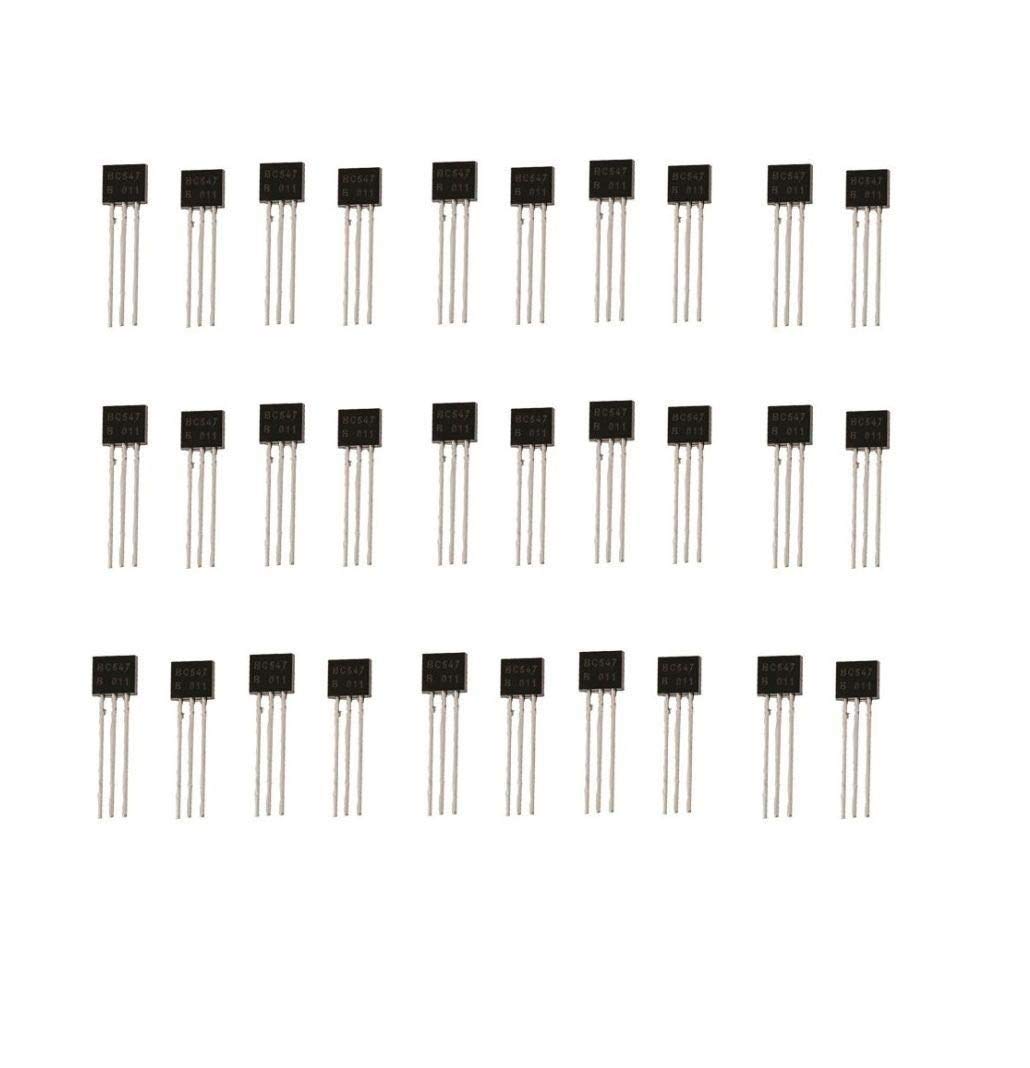 INVENTO 30Pcs BC557 Bipolar (BJT) Single Transistor, PNP, -45 V, 150 MHz, 500 mW, -100 mA, 110 hFE