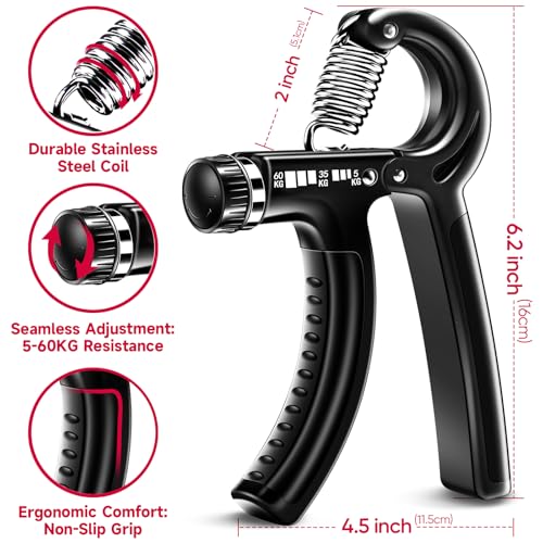 FitBeast Grip Strengthener Forearm Strengthener Hand Grips Strengthener Kit - 5 Pack Adjustable Resistance - Image 3