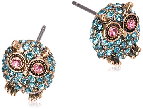 Betsey Johnson Pave Owl Stud Earrings2