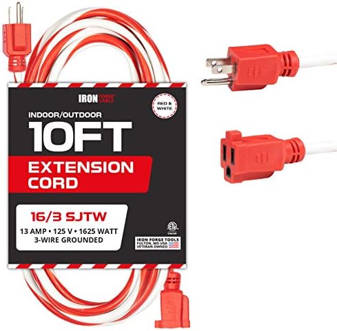 Iron Forge 10 Ft Outdoor & Indoor Candy Cane Long Extension Cord