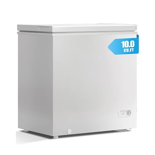 10.0 Cu.Ft Chest Freezer, 7 Level Adjustable Temperature Deep Freezer