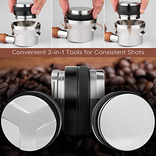 53mm Espresso Tamper & Coffee Distributor and 54mm Dosing Funnel Set - Fits 54mm Portafilter, Depth Adjustable, Convenient Tools for Consistent Shots