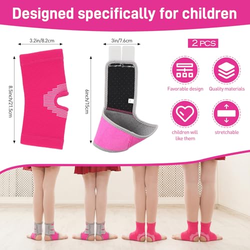 Image of Tarpop 2 Pairs Kids Ankle Brace Set Foot Ankle Support Kids Ankles Sleeve Compression Socks Knitted Fitness Stabilizer Wrap Protector Knitted Child Sleeve Support for Injury Prevention Jogging Running
