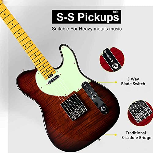 Eart Nk-C1 Classic Electric Guitar Maple Fingerboard,Stainless Steel Frets,Flame Maple Veneer-Brown #TOP3