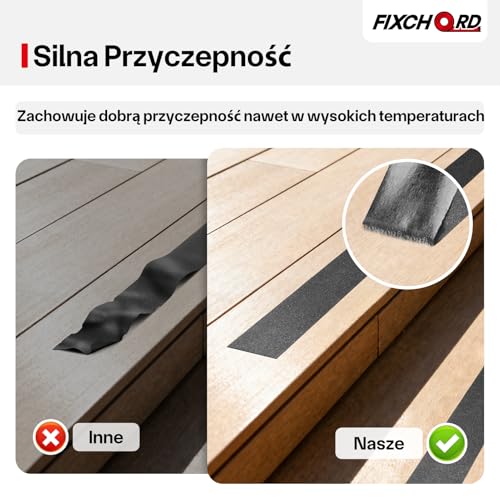 FIXCHORD Antypoślizgowa taśma klejąca, 5m*50mm taśma antypoślizgowa, do użytku wewnątrz i na zewnątrz, nieślizgająca się taśma na biegi schodów, wodoodporna, bardzo przyczepna, 80 ścierniwo, czarna
