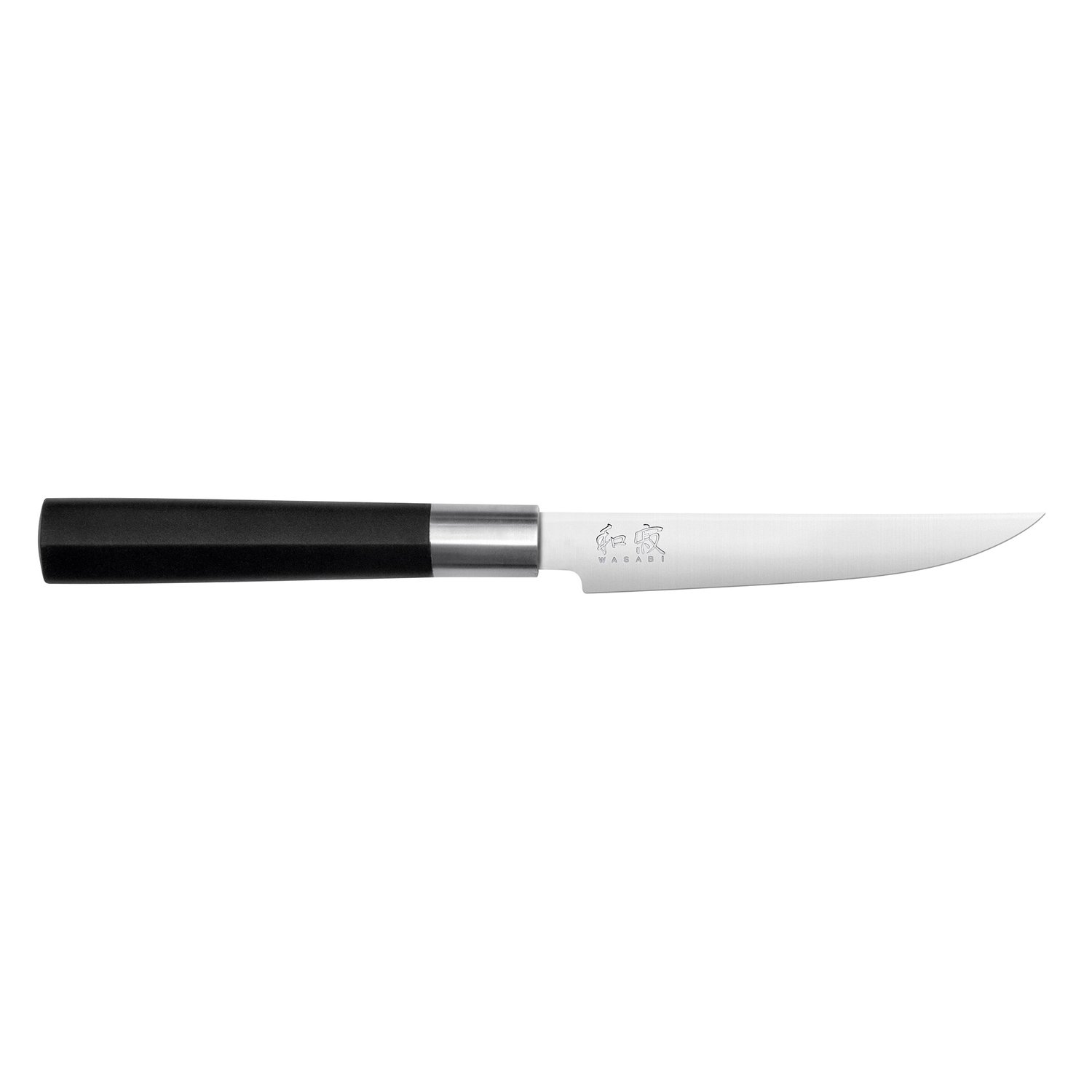 KAI Wasabi Black Steakmesser 2er Set mit 12 cm Klingenlänge - rostfreier 6A/1K6 Edelstahl poliert 58 (±1) HRC - schwarzer Polypropylen Griff - Made in Japan