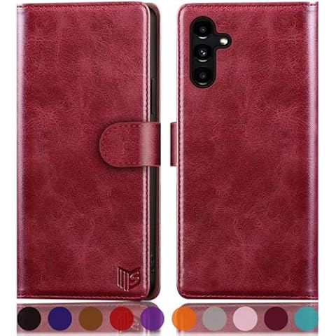 SUANPOT for Samsung Galaxy A35 5G Wallet case with RFID Blocking Credit Card Holder,Flip Book PU Leather Protective Cover Women Men for Samsung A35 Phone case Red Cover
