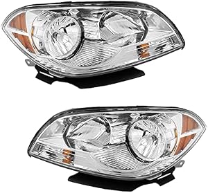 A&P Headlight Assembly for 2008 2009 2010 2011 2012 Chevy Malibu Driver and Passenger Side Front Headlights (Chrome)