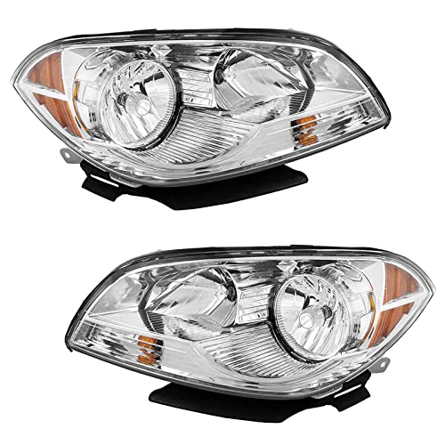 A&P Headlight Assembly for 2008 2009 2010 2011 2012 Chevy Malibu Driver and Passenger Side Front Headlights (Chrome)