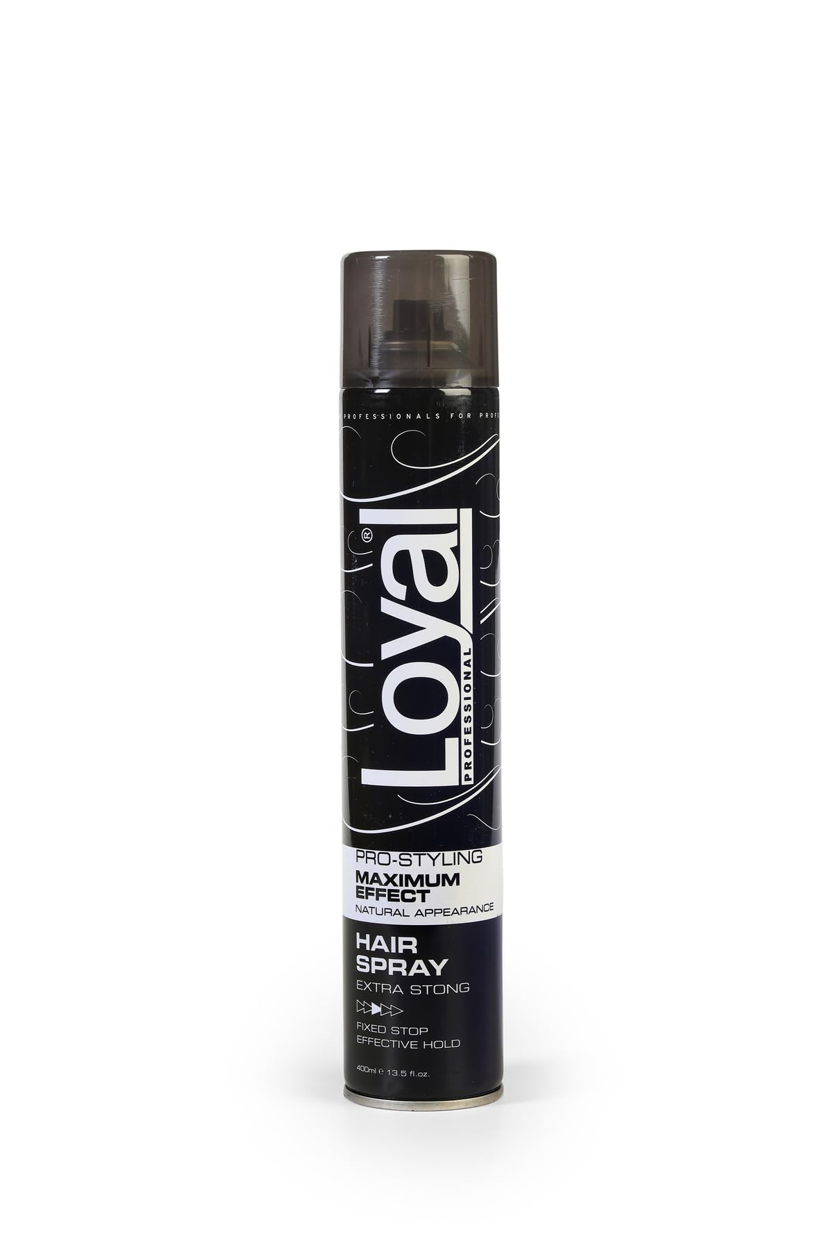 Loyal Siyah Saç Spreyi 400 ml – Güçlü Tutuş Sağlayan Profesyonel Saç Sabitleyici