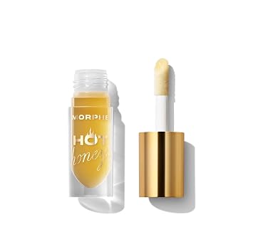 Morphe Hot Honeys Volumizing Lip Oil Plumper - Hydrating Lip Gloss for Women with Manuka Honey + Chili Extract - Makeup for Tingling Volume & Glossy Sheer Tint - Golden Rule 0.15 fl oz