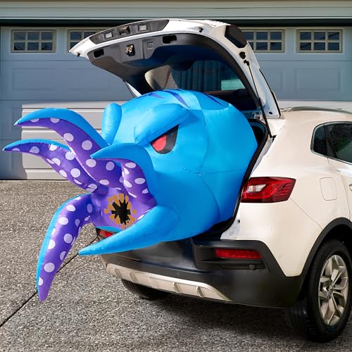 Joiedomi 5 FT Long Halloween Inflatable Trunk or Treat Car Decorations Octopus Inflatable Halloween Decor Outdoor Blow Ups Trunk or Treat with LED for Car Decoration Outside