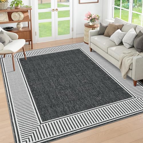 GarveeHome Bordered Rug 4x6 Washable Rug for Living Room Contemporary Rugs