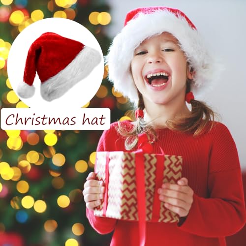 2 Pcs Christmas Santa Hats Adult Kids, Thicken Unisex New Year Plush Hat, Traditional Costume Hat for Christmas Party Women Men, Red Xmas Classic Cap for Christmas Gifts Holiday, Double Layer (S) - Image 3