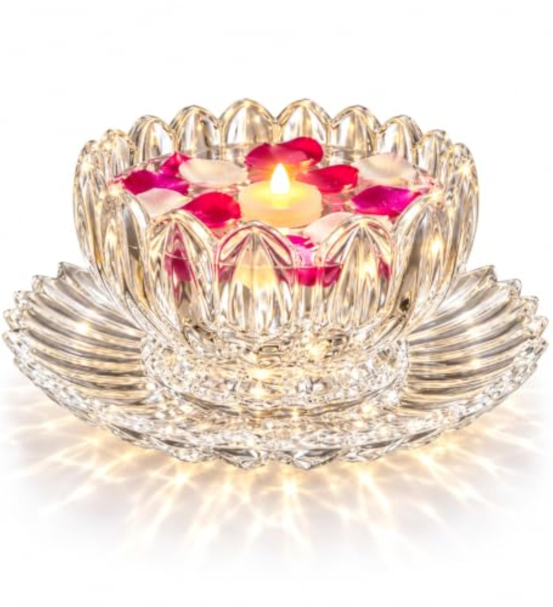 Crystal Lotus Bowl with Matching Plate