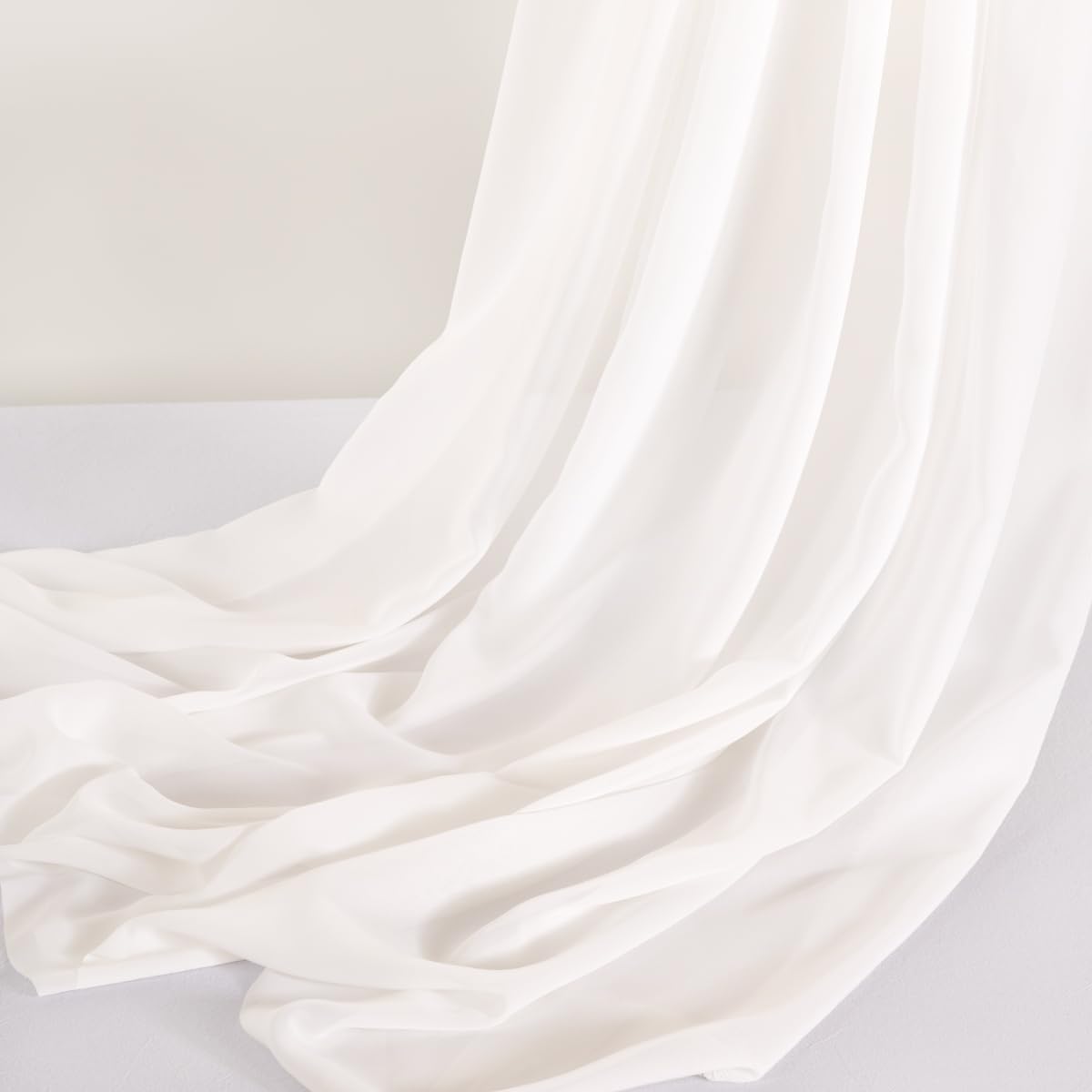 MLMC Dusty Blue Chiffon Fabric by The Yard Pre-Cut Sheer Chiffon Arch Fabric 10 Yards Airy Continuous Draping Panels 60 inch Wide for Wedding Backdrop Craft Ceiling Decor