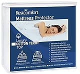 Luxury Cotton Terry Top Mattress Protector Hypoallergenic - Dust Mite and Bed Bug and Water Resistan
