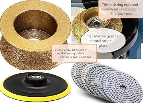 1" Full Bullnose Diamond V25 Router Bit Granite Polishing Pad 12+1 Piece 4" Concrete Marble Travertine Quartz Counter top vanity Top edge fabricate repair refinishing masonry grinding wheel
