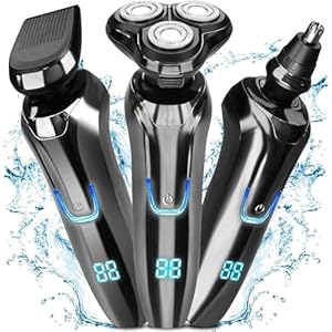 Electric Razor for Men, 120 Min Ultra-Long Shaving, IPX Waterproof, 4D Wet & Dry Shaver with Precision Trimmer and Nose Trimmer, Smart LED Display, Shaver for Men (Black)