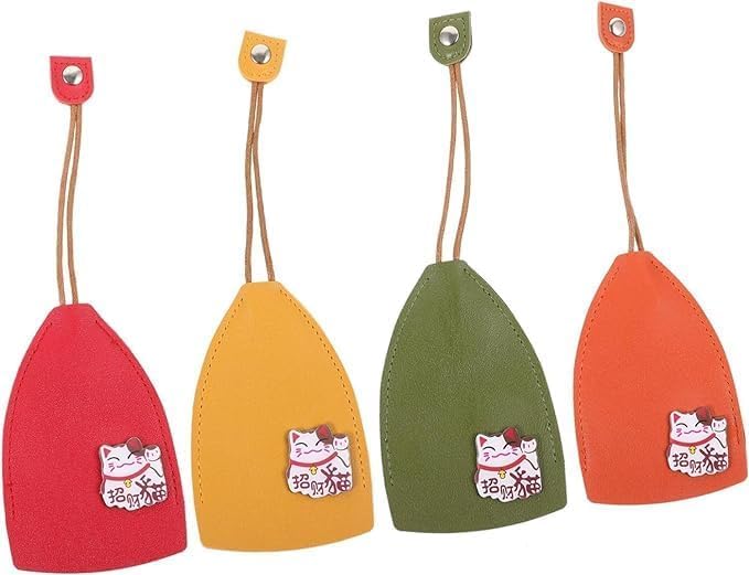 Large Capacity Car Key Case, Pull Out Key Fob Holder with Rope and Snap-Fastener Cute Cat & Fish PU Leather key pouch Keychain Bag Sleeve-image-30