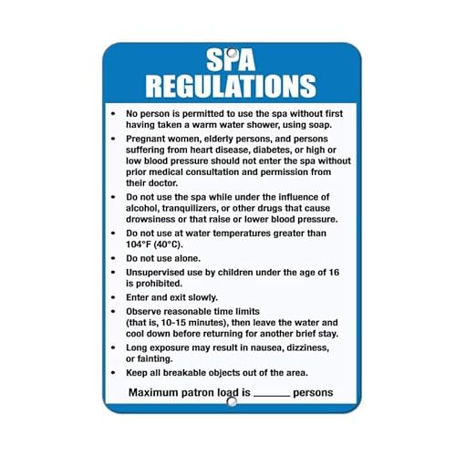 Sitrmgh Aluminum Sign Flyss Spa Rules & Regulations Read & Follow Spa Rules For Safety… Aluminum Metal Sign 8X12 Inch