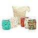 Simple Being Reusable Cloth Diapers, Double Gusset, One Size Adjustable, Washable Soft Absorbent, Waterproof Cover, Eco-Friendly Unisex Baby Girl Boy, with six 4-Layers Microfiber Inserts (Forest)