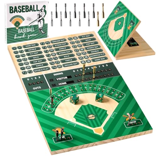 Wooden Baseball Board Game,Baseball Dice Game for Travel, Family Game Night,Holiday...