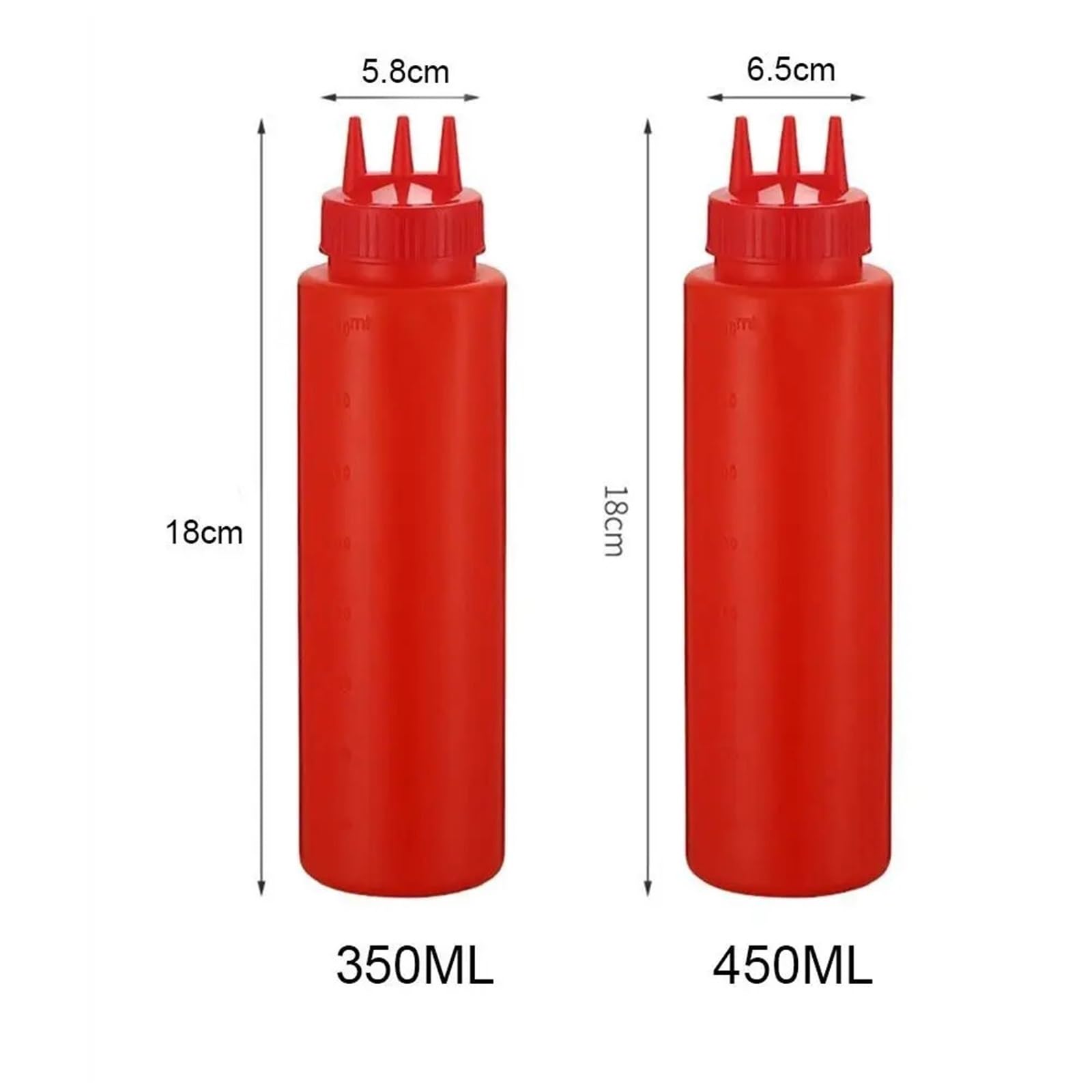 10 Stück Kunststoff-Sauce-Flasche, quetschbar, abgestuft, Marmeladenbehälter, Salat für Gewürze(White,450ml)