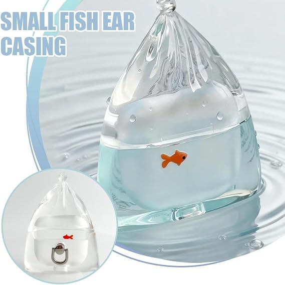 Liquid Silicone Koi Fish for AirPods 4 Case, 3D Funny Goldfish Bag for AirPods 4, Cute Cartoon Shockproof Anti-Drop Soft Silicone Earphone Cover for Men Women (Blue)