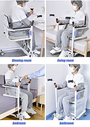 Multifunctional Patient Transfer Lift, Imove Patient Lift And Transfer Chair With 4 Wheel Brakes, Commode Toilet Chair Shower Wheelchair For Travel Toileting Bathing Treatment Nursing Work - 8