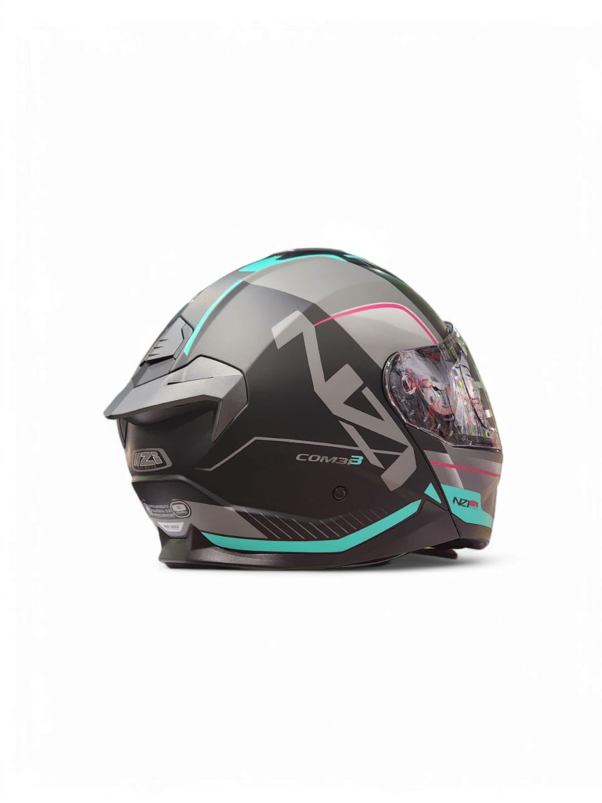 Casco Moto Modular NZI Combi 3 ORBE Negro Antracita Turquesa HOMOLOGACION 22.06 Talla M