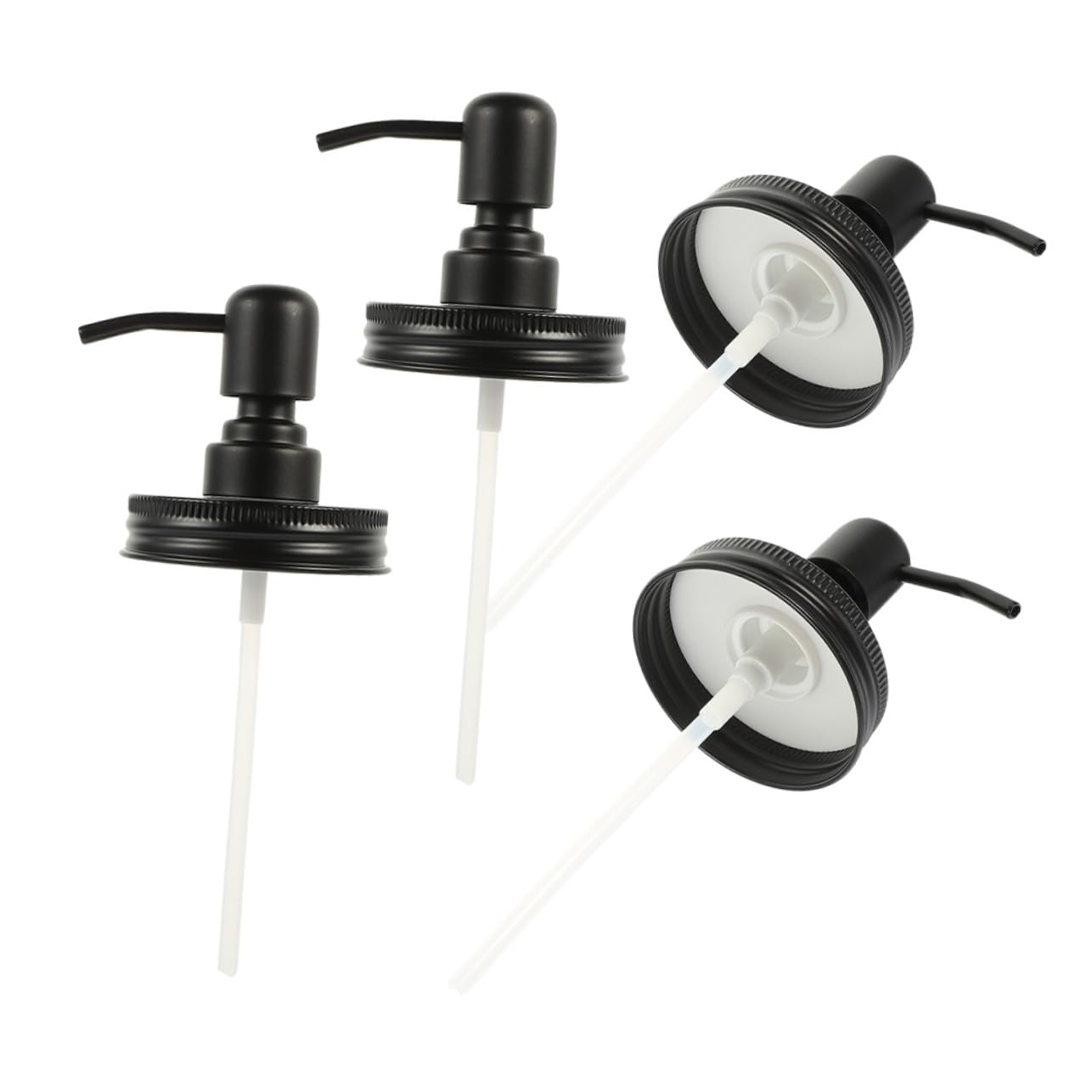 Tapa Dispensadora de Loción de Acero Inoxidable para Frascos de Baño y Cocina, Paquete de 4 Piezas, Diseño Versátil para Encimeras y Uso Diario