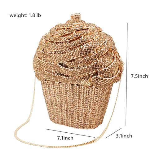 Image of Women Ice Cream Crystal Evening Bag Luxury Rhinestone Clutch Wedding Party Minaudiere Purse and Handbag for Cocktail