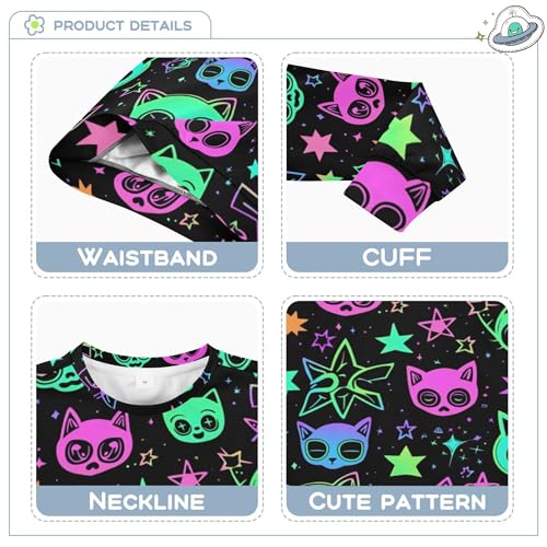 JUNZAN Cute Cartoon Witchcraft Cats Bright Kids Girls Sweatshirts Hoodies Long Sleeve Kids Pullover Hoodie Sports 4T3