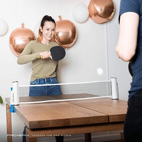 PRO SPIN Tischtennisnetz - Ausziehbares Tragbares Tischtennisnetz Für Jeden Tisch (verstellbare Länge) – Spielen Sie Ping Pong überall hin
