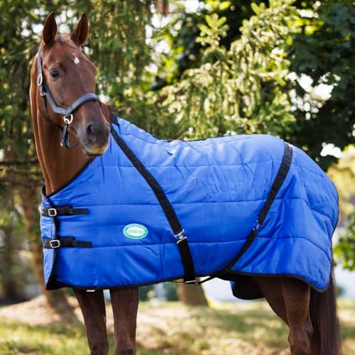 Country Pride Sentinel Channel Quilt Stable Blanket, Midweight Open Front, 420D Nylon Outer Shell, 250g Poly-Fill Insulation, Fleece Wither Protection, Adjustable Leg Straps, Bias Surcingle (84, Blue)