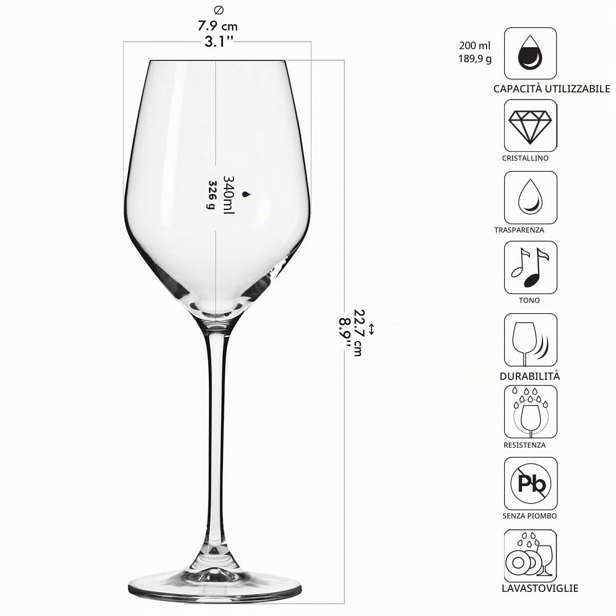 Krosno Bicchieri da Acqua e Vino Bianco, Set di 12, 6 x 430 ml e 6 x 340 ml