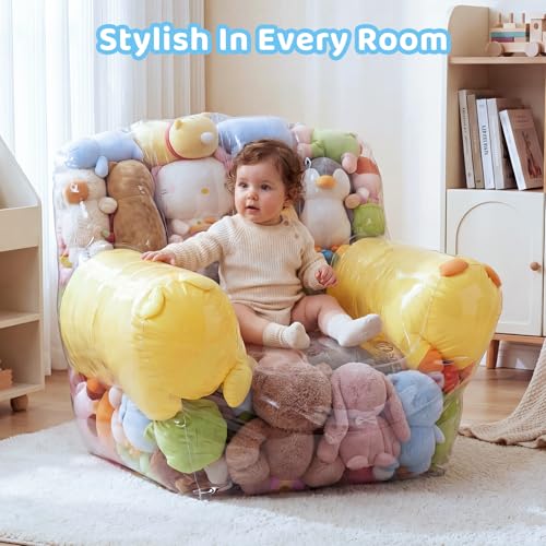 Image of NTYNTY Clear Stuffed Animal Storage Bean Bag Chair Cover for Kids,Extra Large Beanbag Chair Cover with Zipper,PVC Bean Bag Chair Plush Toys Storage & Organizing