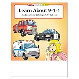 ZOCO – Learn About 911 – Coloring & Activity Books (25 Bulk Pack, Without Crayons) – EMT, EMS Dispatcher, Police, Sheriff, Fire Department Handout for Kids