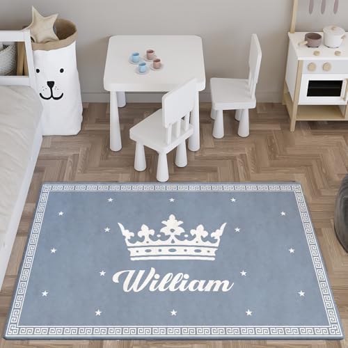 Personalized Monogram Rug for Boys Room, Custom Area Rug with