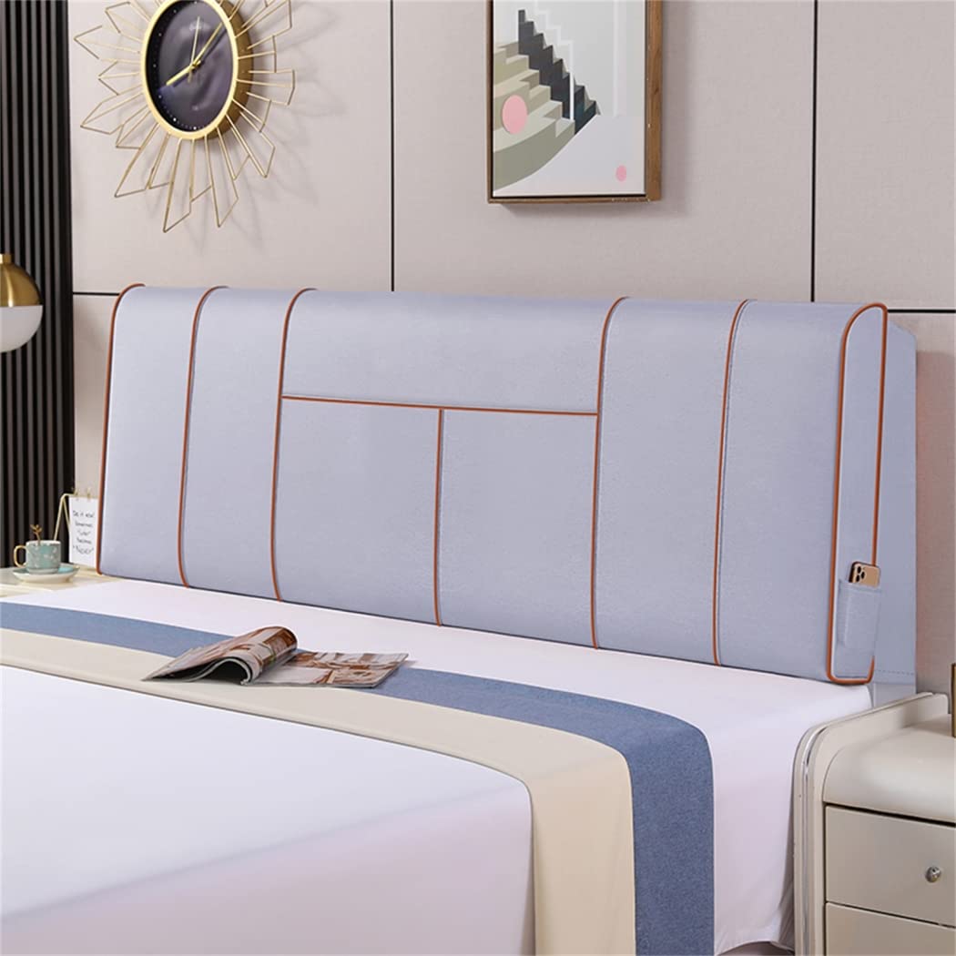 Bed Backrest Cushion for Headboard Faux Leather Ergonomi Headboard Cushion for King Size Bed Soft Case Home Bedroom Headboard Pillow,grey1,47.2"/120cm(Twin)