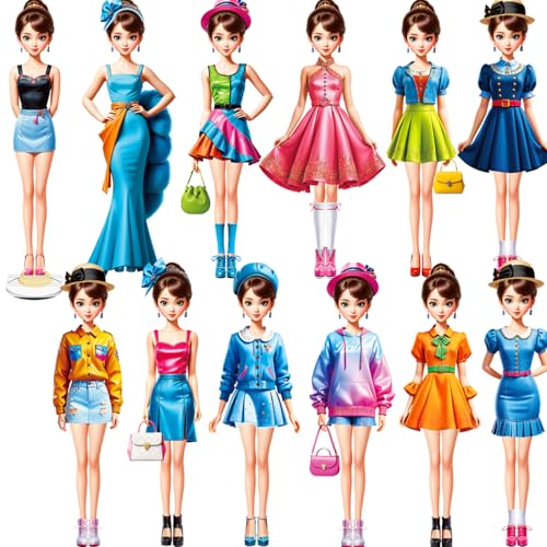 Daniel Axel Magnetic Dress Up Paper Doll,Magnet Princess Dress Up Dolls for Girls Ages 4-7 Kids,Travel Activities Road Trip Car Ride Interactive Learning Created Imagine Set Birthday Gift (D Set) - Thumbnail 4