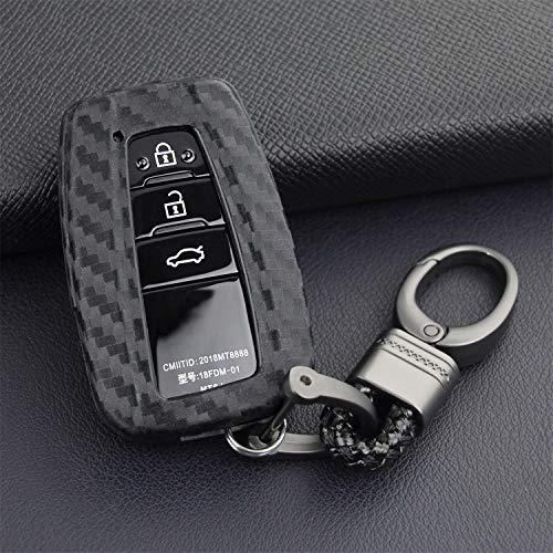 M.JVisun Cover In Silicone Per Chiave Auto Toyota - Nero Intrecciato Con Portachiavi - Per Corolla, RAV4, Camry, C-HR E Altri