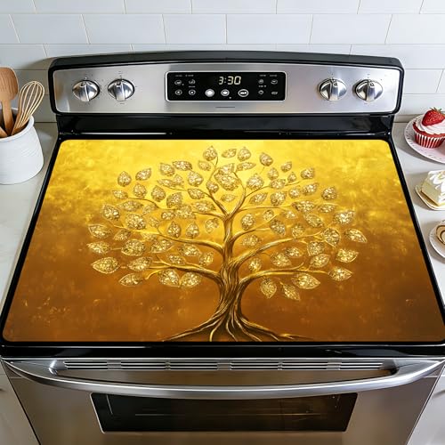 Image of BVBOX Stove Top Cover for Electric Stove, 28 inch x 20 inch Glass Cooktop Protector Mat with Hanging Loops, Anti-Scratch Non-Slip Dish Drying Mat, Washable Countertop Pad