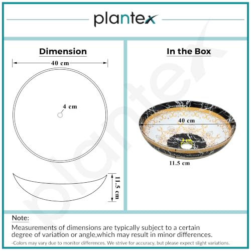 Image of Plantex Ceramic Round Wash Basin for Bathroom /Designer Table Top Basin /Countertop Vessel Sink for Restaurant /Hotel - (15.5x15.5x4.5 Inch)